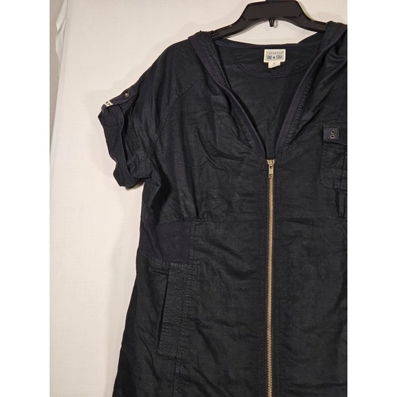 Converse Women's Black Short Sleeve Zippered Hooded Shirt Dress Skater Grunge - Picture 3 of 16